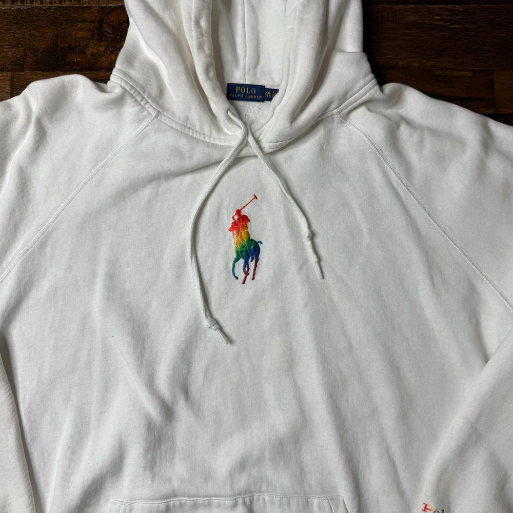 Polo Ralph Lauren Pride XXL LGBTQ Rainbow Big Pony Embroidered Hoodie Sweatshirt